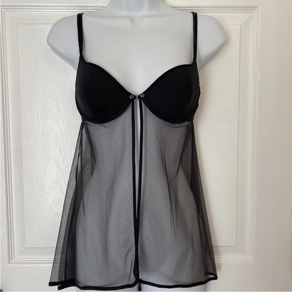 34C Y2K Babydoll Dress Sheer Top Black Lingerie Chemise Sabrina Carpenter
